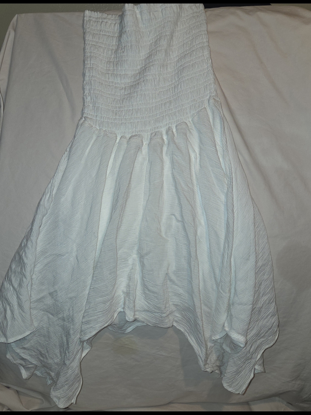 NWOT Max& Ash Women's Large Smocked Top Gauze Boho Asymmetrical Dress - White